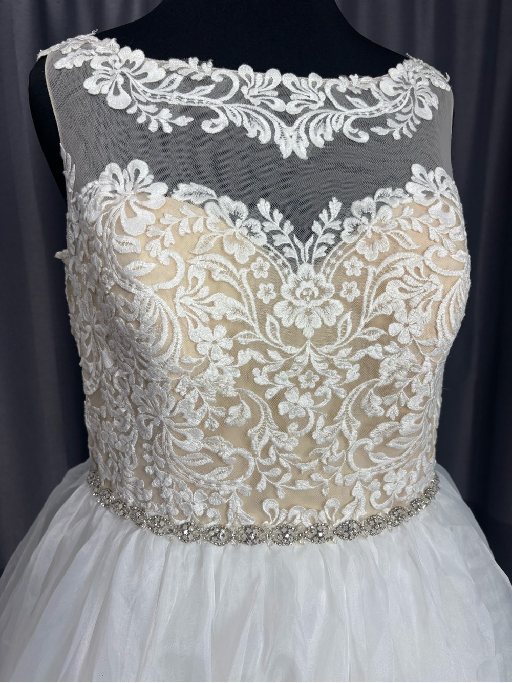 NWT Alfred Angelo Ivory Nude Illusion Lace Bodice Bridal Wedding Gown Dress 18W - Picture 4 of 10